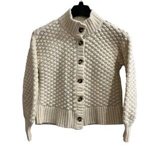 Madewell Surrey Bobble Cardigan Sweater Women S Cream Textured Heavy Knit Preppy